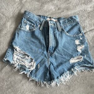 Levi's Light Blue Distressed Jean Shorts